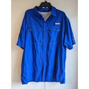 Columbia Sportwear Men's Blue Performance Button Down Short Sleeve Shirt Size XL